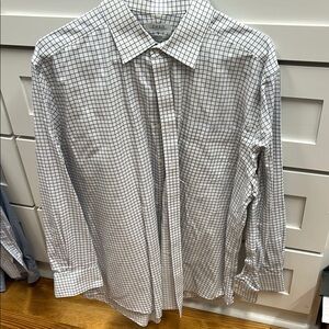 Enro Men's White and Black Checkered Shirt 17 1/2, 34-35”